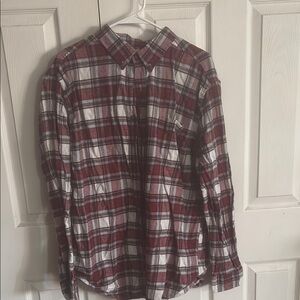 Croft & Barrow Men's Burgundy and White Plaid Shirt